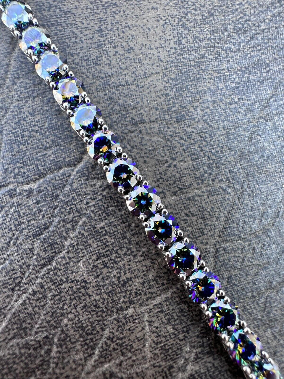 Real Iced Dark Blue MOISSANITE 5mm Tennis Bracelet 925 Silver Pass Diamond Test