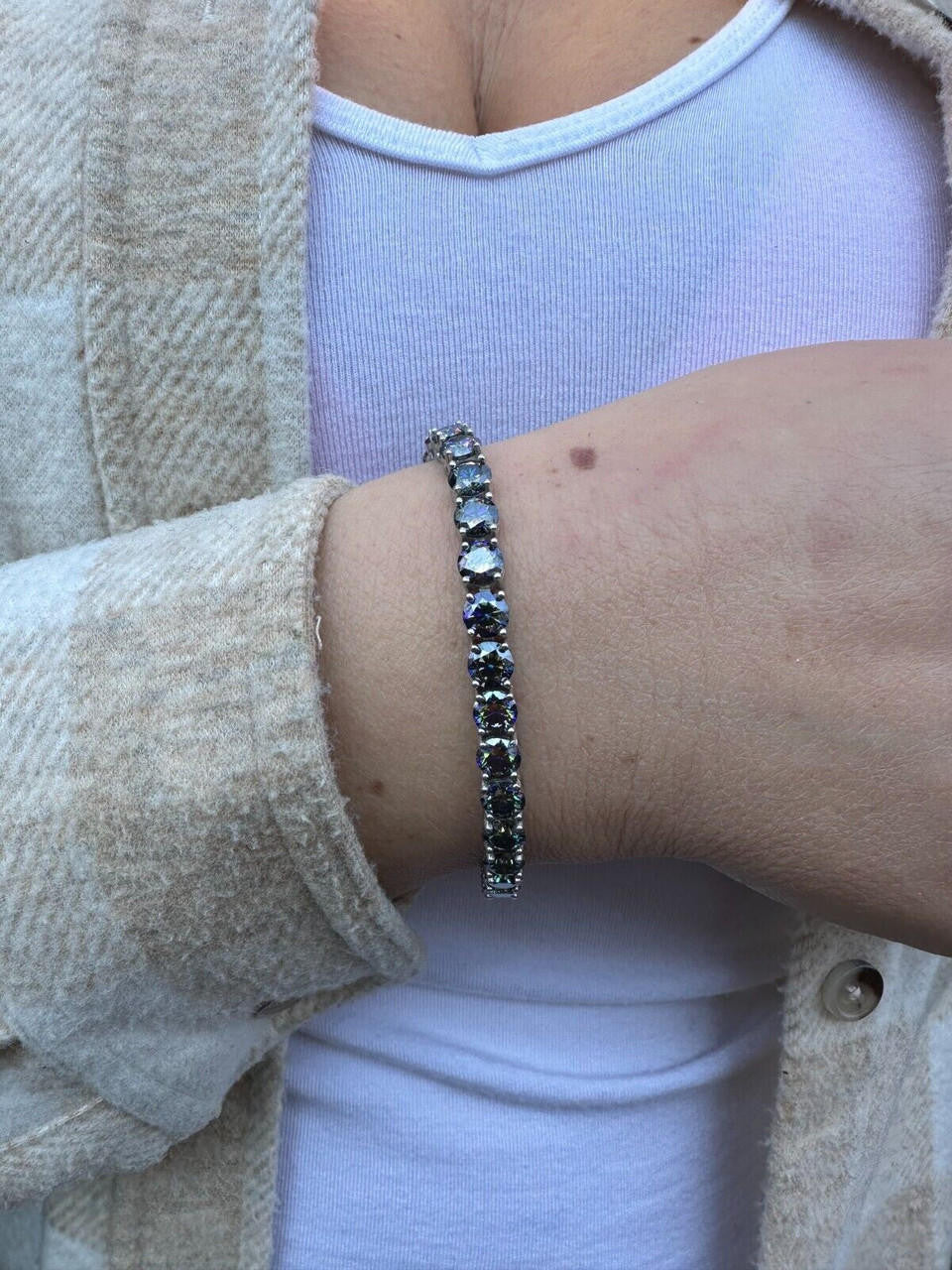 Real Iced Dark Blue MOISSANITE 5mm Tennis Bracelet 925 Silver Pass Diamond Test