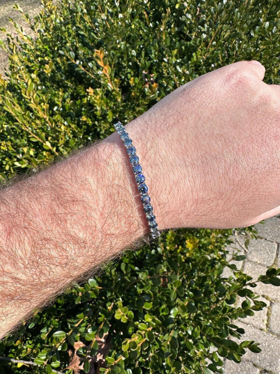 Real Iced Dark Blue MOISSANITE 5mm Tennis Bracelet 925 Silver Pass Diamond Test