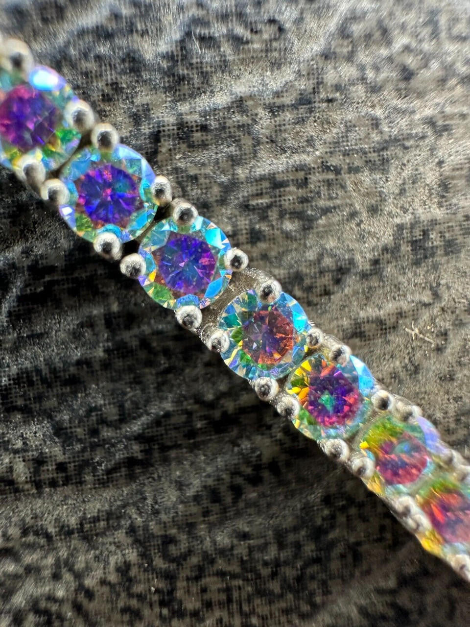Real Iced Opal Rainbow MOISSANITE 3mm Tennis Bracelet 925 Silver Diamond Tester
