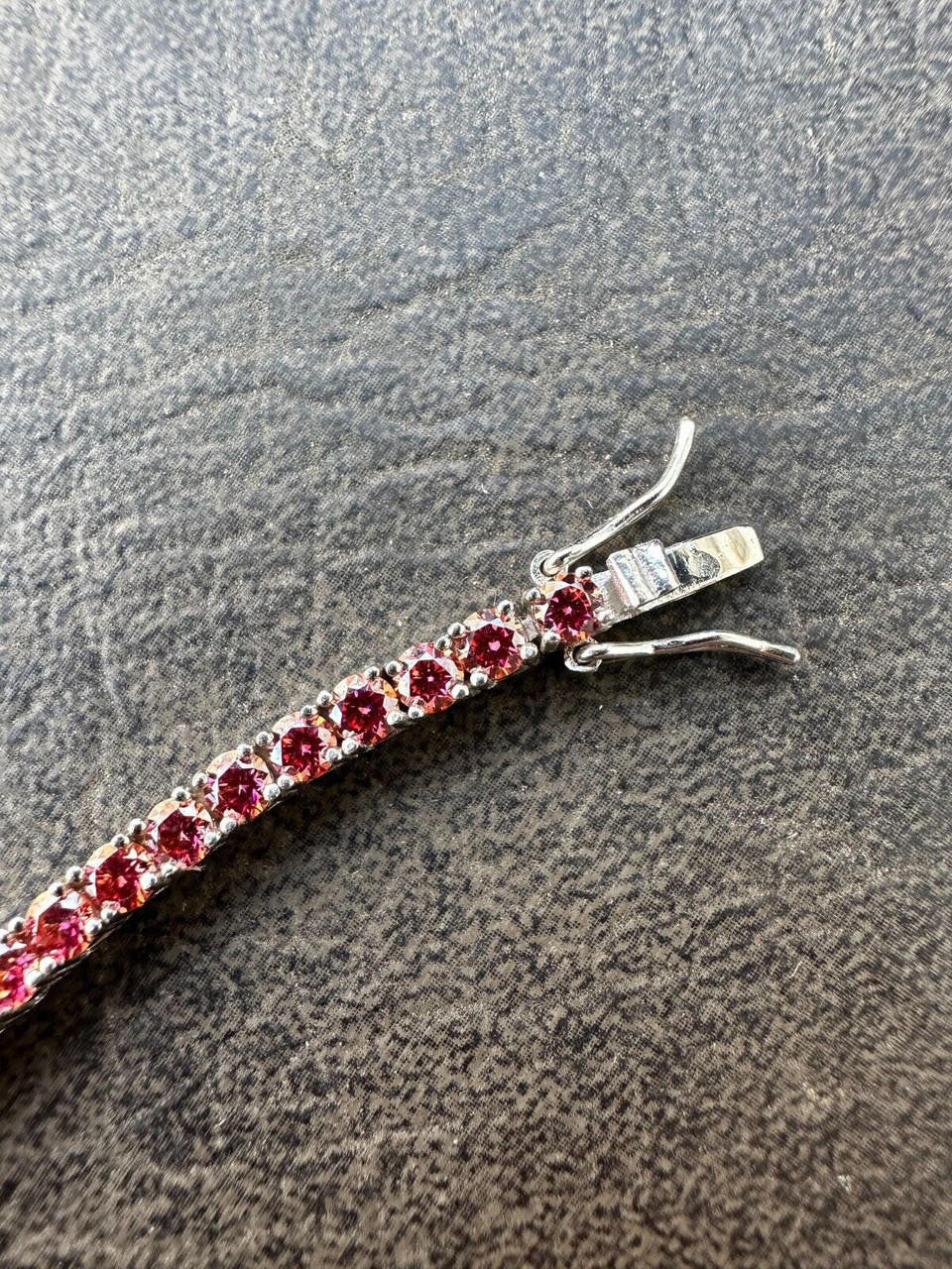 Real Iced Pink MOISSANITE 3mm Tennis Bracelet 925 Silver Pass Diamond Tester
