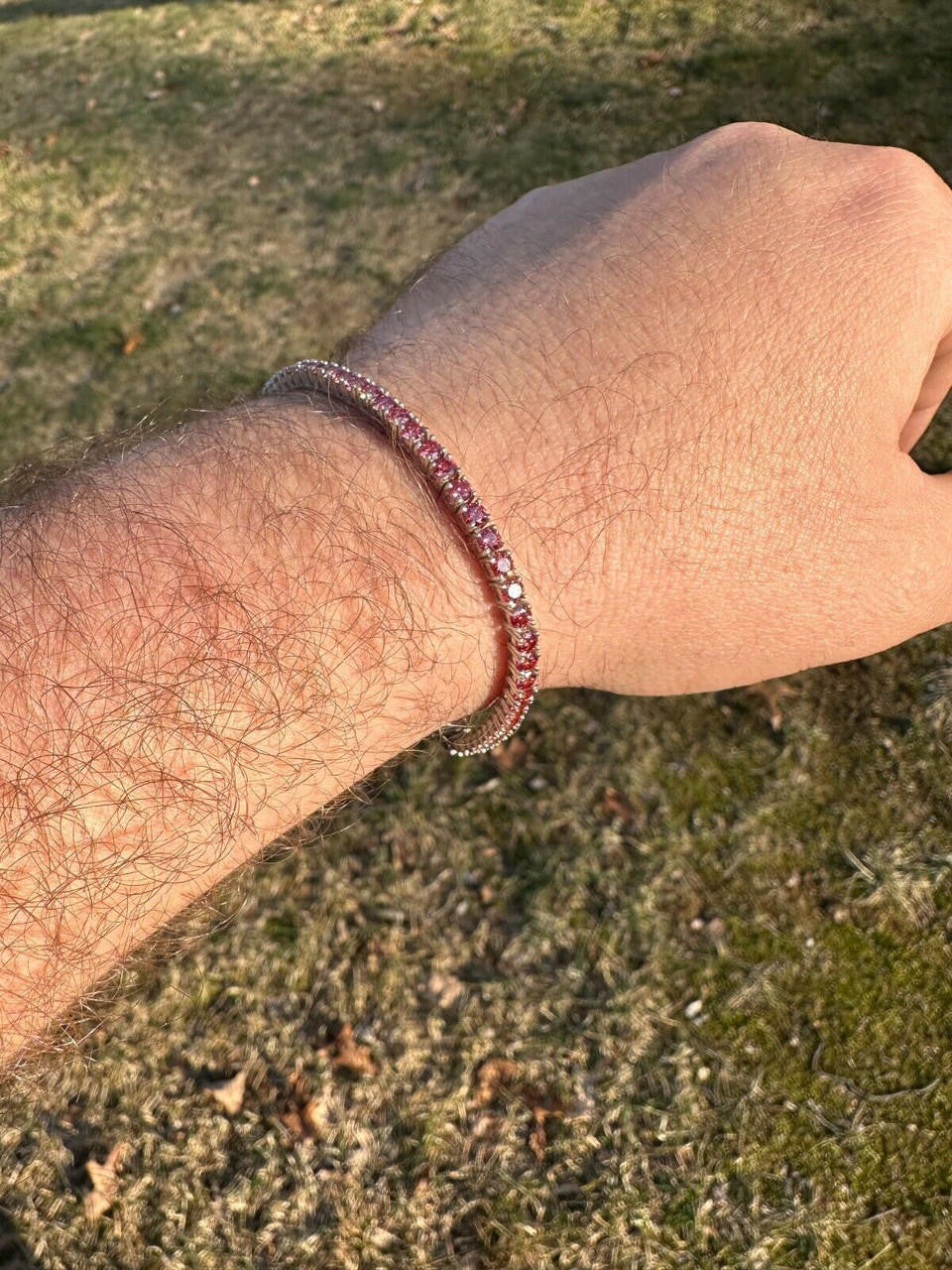 Real Iced Pink MOISSANITE 3mm Tennis Bracelet 925 Silver Pass Diamond Tester