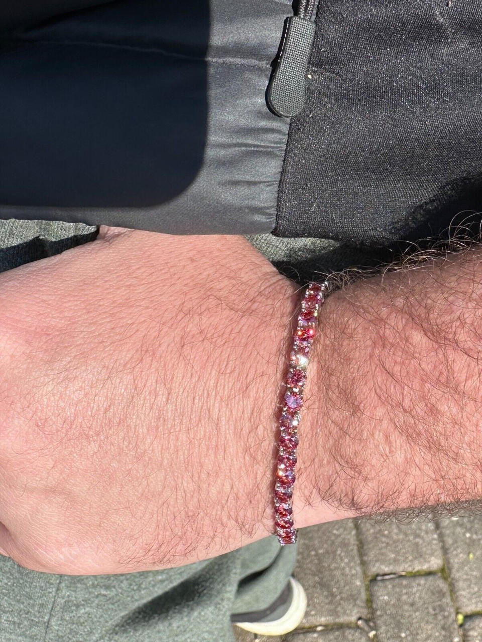 Real Iced Pink MOISSANITE 5mm Tennis Bracelet 925 Silver Pass Diamond Test