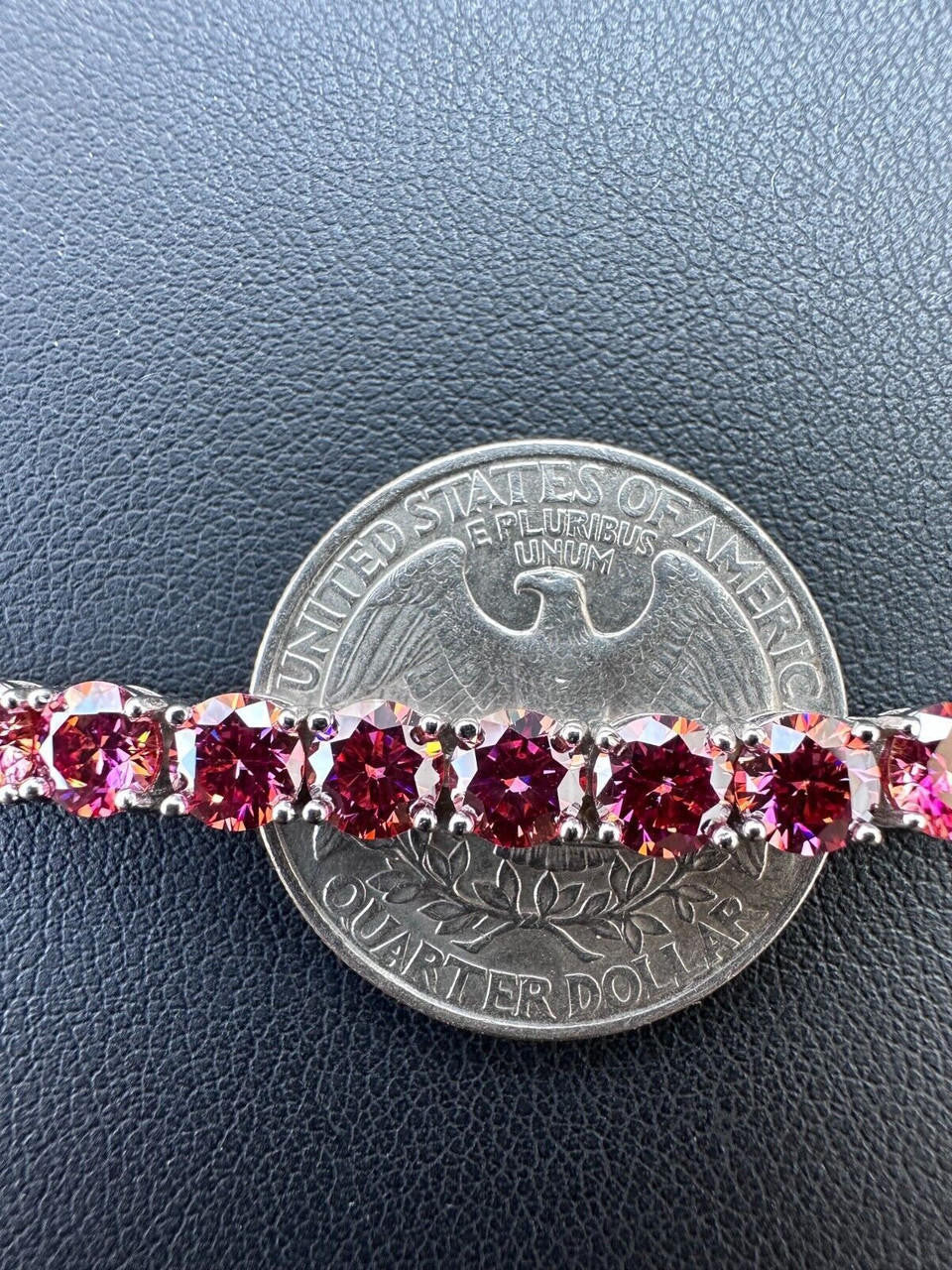 Real Iced Pink MOISSANITE 5mm Tennis Bracelet 925 Silver Pass Diamond Test