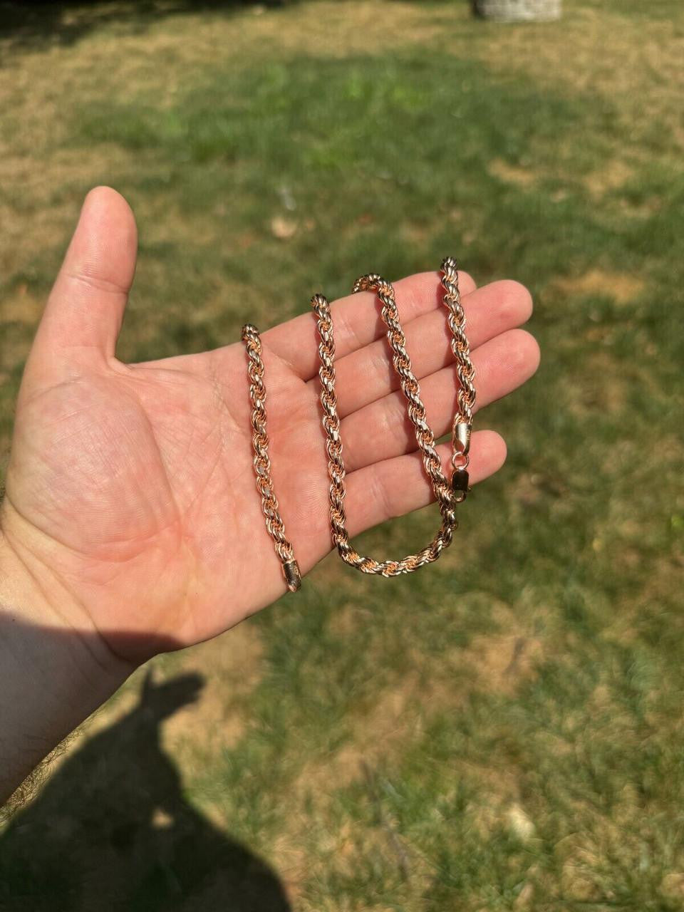 Rope Chain Necklace - 14k Rose Gold Vermeil 925 Sterling Silver - 16"-30" - 1.5mm-6mm