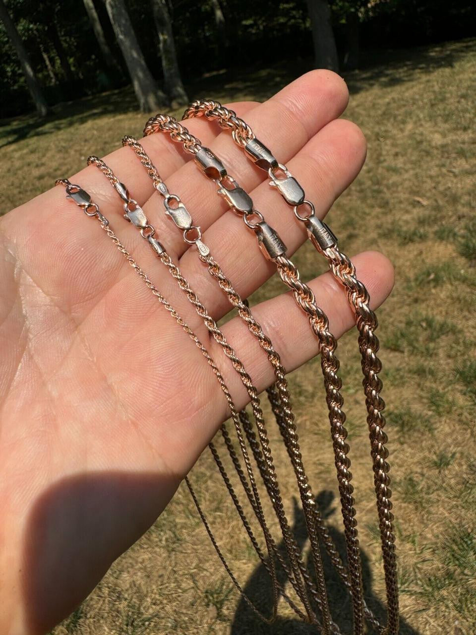 Rope Chain Necklace - 14k Rose Gold Vermeil 925 Sterling Silver - 16"-30" - 1.5mm-6mm