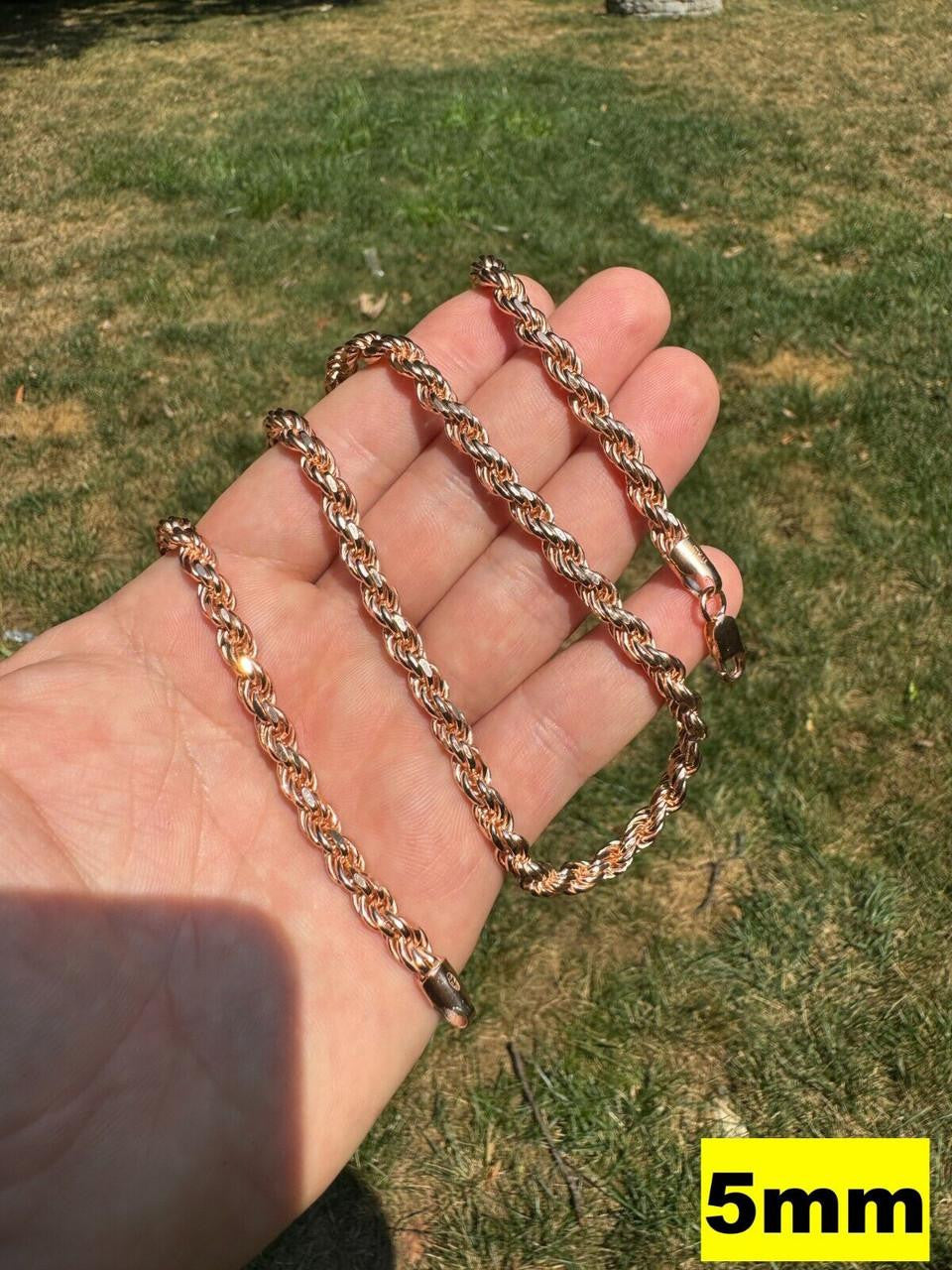 Rope Chain Necklace - 14k Rose Gold Vermeil 925 Sterling Silver - 16"-30" - 1.5mm-6mm