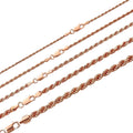 Rope Chain Necklace - 14k Rose Gold Vermeil 925 Sterling Silver - 16"-30" - 1.5mm-6mm