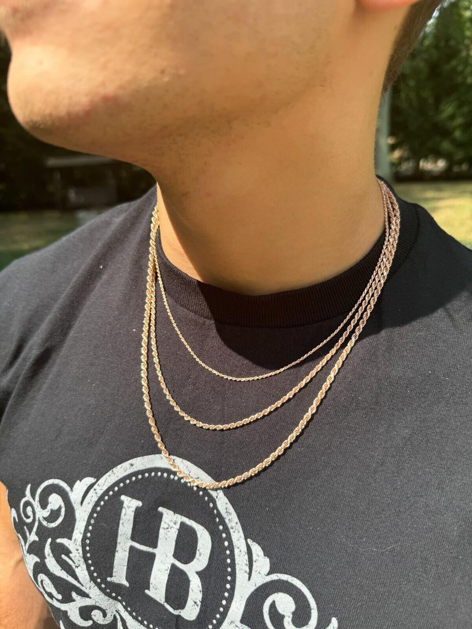 Rope Chain Necklace - 14k Rose Gold Vermeil 925 Sterling Silver - 16"-30" - 1.5mm-6mm