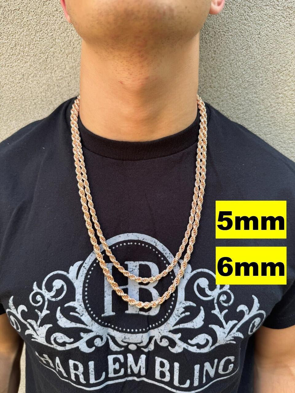 Rope Chain Necklace - 14k Rose Gold Vermeil 925 Sterling Silver - 16"-30" - 1.5mm-6mm