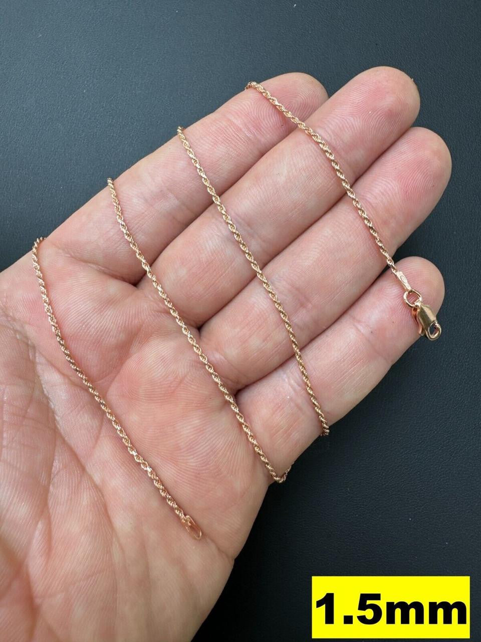 Rope Chain Necklace - 14k Rose Gold Vermeil 925 Sterling Silver - 16"-30" - 1.5mm-6mm