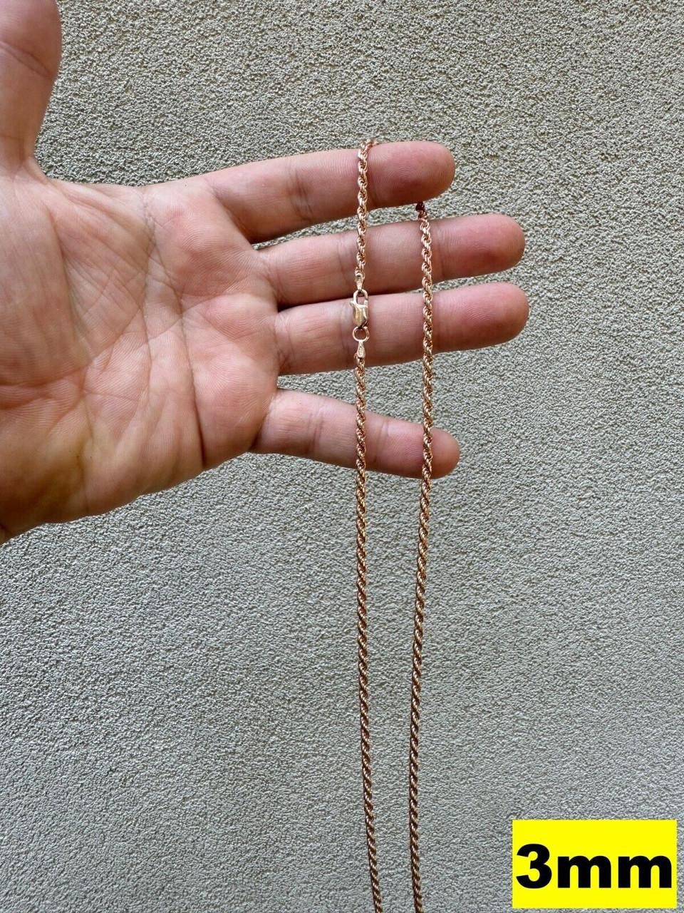 Rope Chain Necklace - 14k Rose Gold Vermeil 925 Sterling Silver - 16"-30" - 1.5mm-6mm