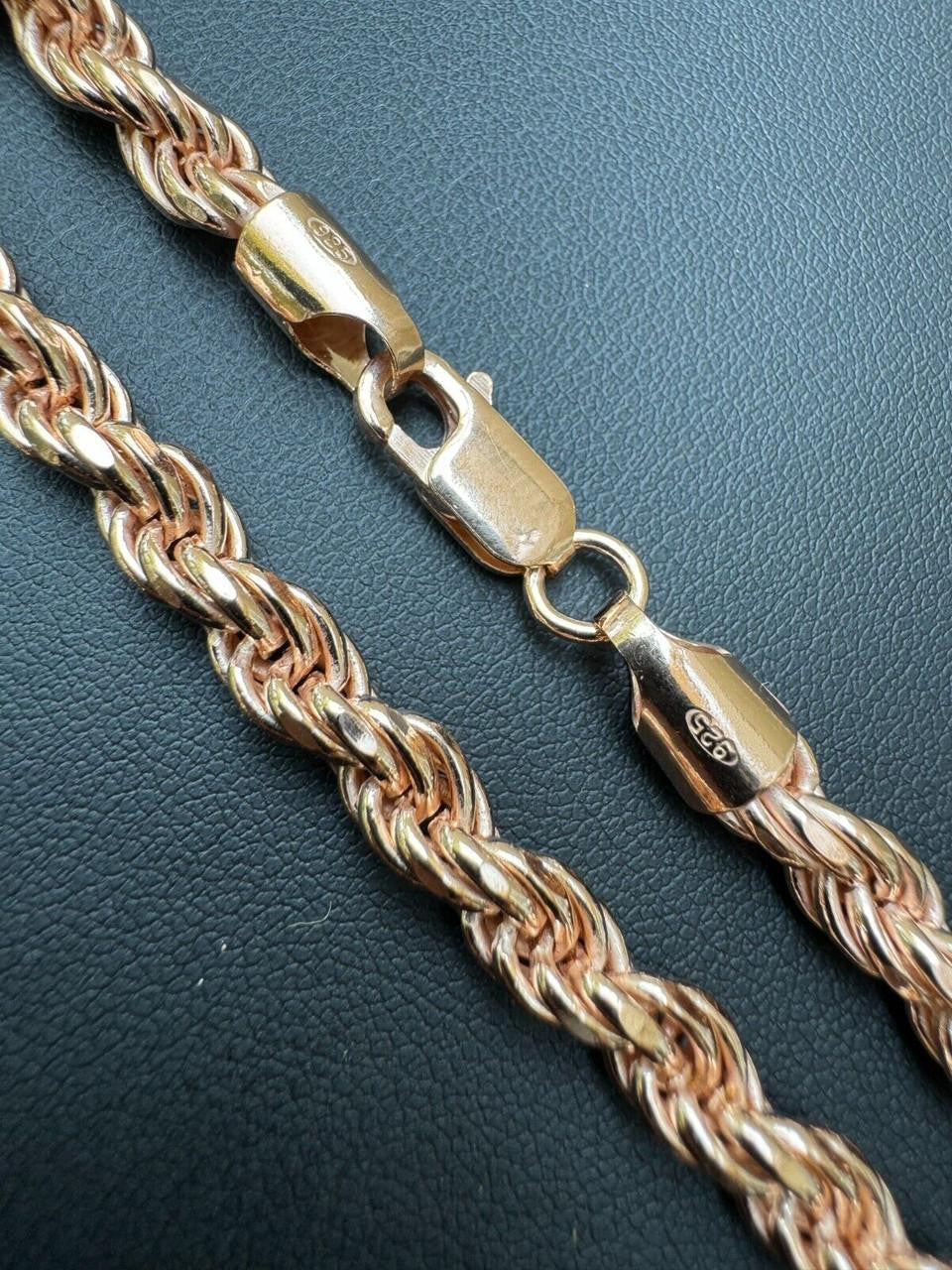 Rope Chain Necklace - 14k Rose Gold Vermeil 925 Sterling Silver - 16"-30" - 1.5mm-6mm