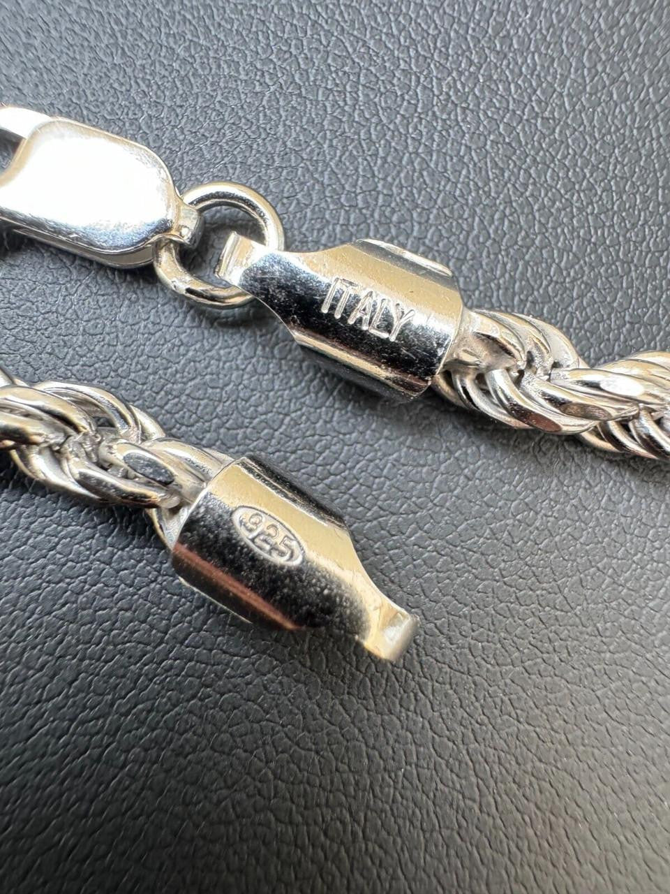 Rope Chain Necklace -  Rhodium Finish 925 Sterling Silver - 16"-30" - 1.5mm-6mm