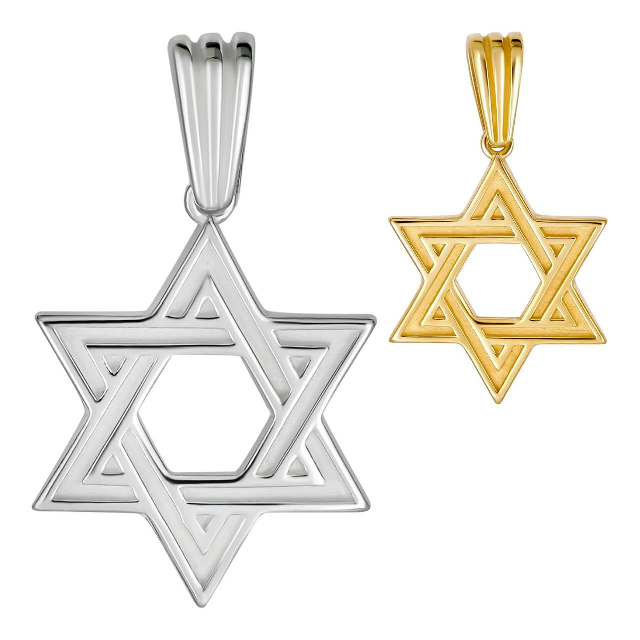 Jewish Classic Star Of David Pendant - 14k Gold Vermeil Or 925 Silver - Small 1"