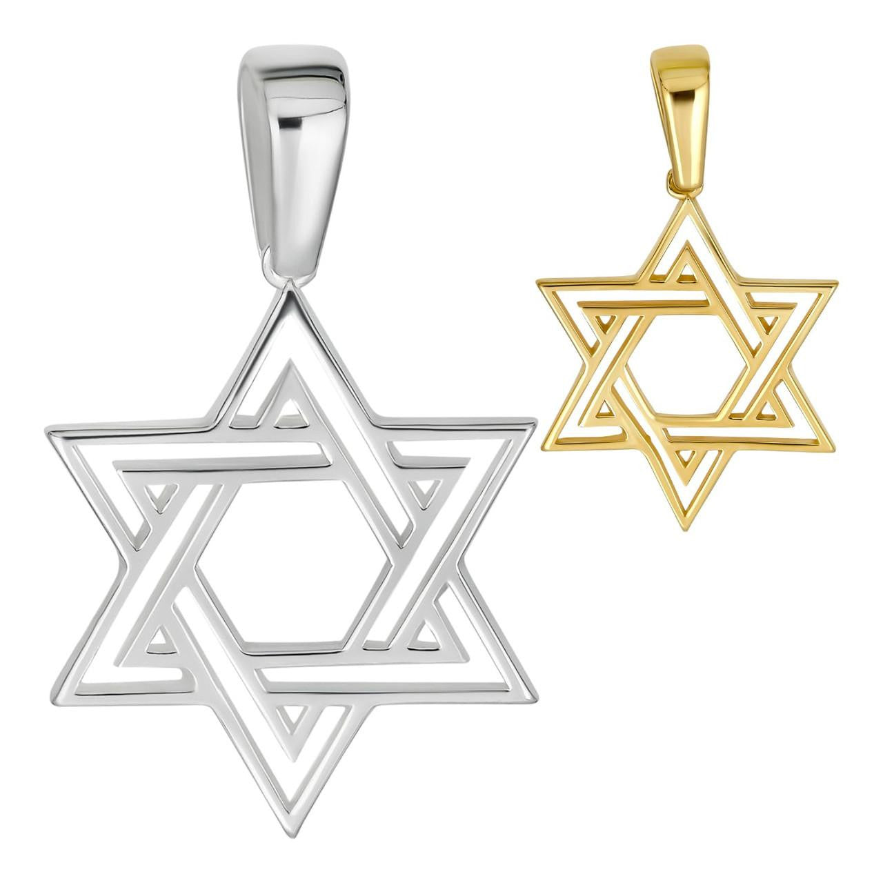 Jewish Cutout Star Of David Pendant - 14k Gold Vermeil Or 925 Silver - Medium 1.5"