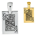 King Of Spades Card Pendant - 14k Gold Vermeil Or 925 Silver - Medium 2"