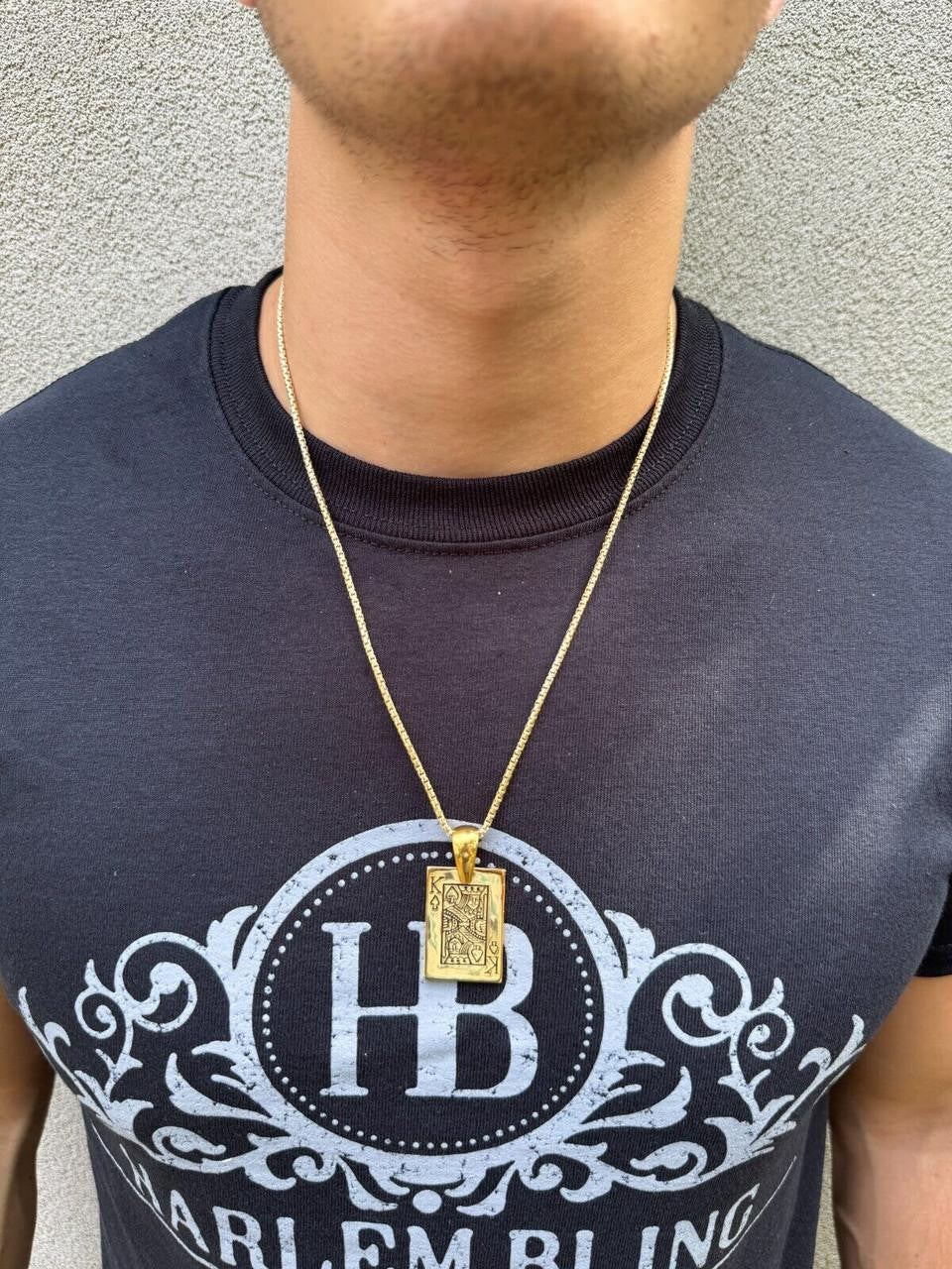 King Of Spades Card Pendant - 14k Gold Vermeil Or 925 Silver - Medium 2"