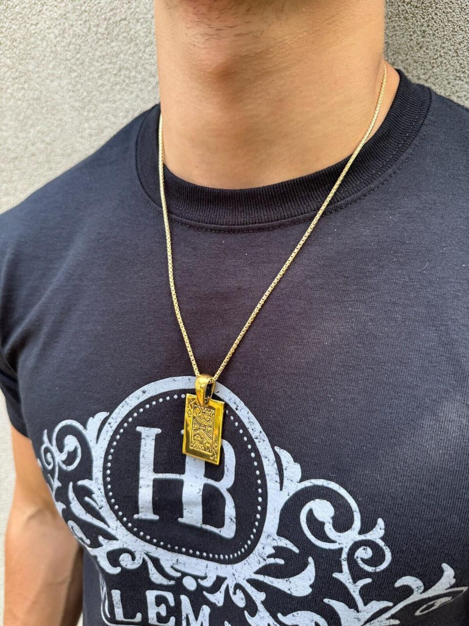 King Of Spades Card Pendant - 14k Gold Vermeil Or 925 Silver - Medium 2"