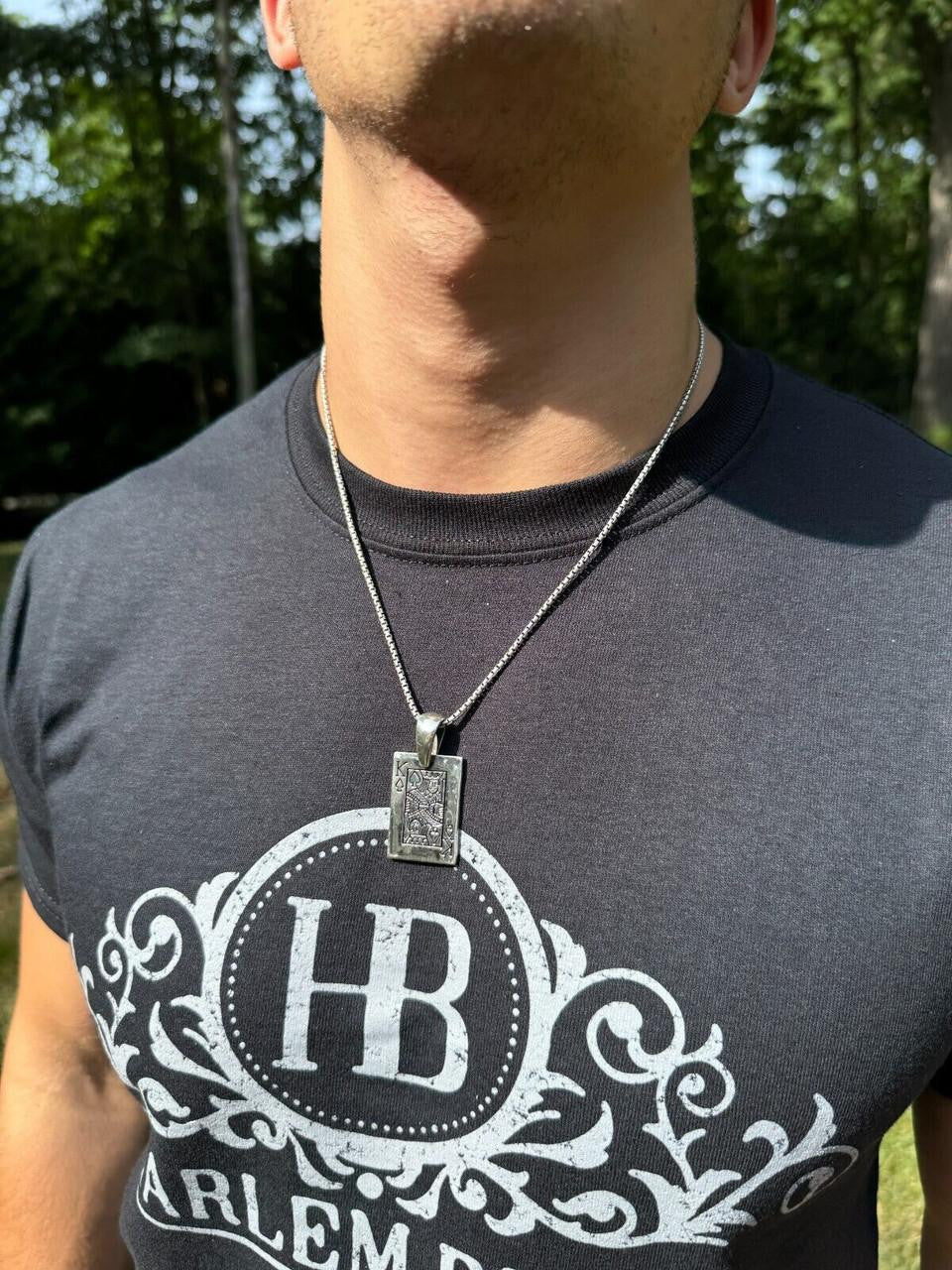 King Of Spades Card Pendant - 14k Gold Vermeil Or 925 Silver - Medium 2"