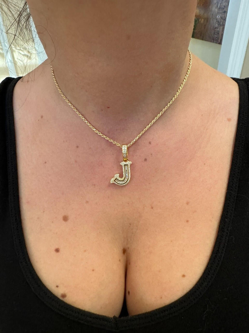 MOISSANITE A - Z Initials Gothic Letter Iced Out Pendant - 14k Yellow Gold Vermeil Or 925 Silver - Small 1.25"