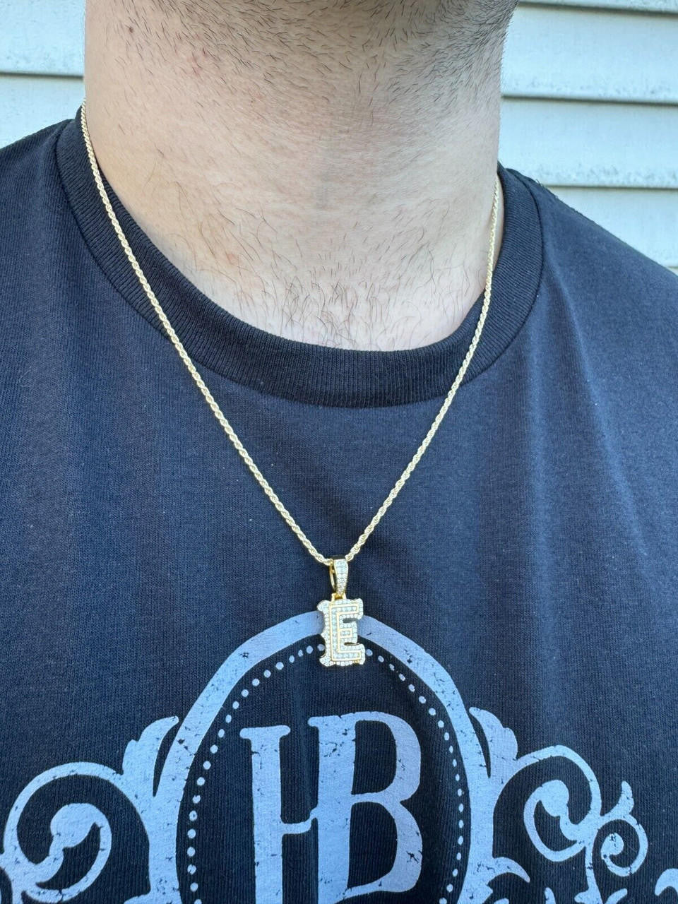 MOISSANITE A - Z Initials Gothic Letter Iced Out Pendant - 14k Yellow Gold Vermeil Or 925 Silver - Small 1.25"