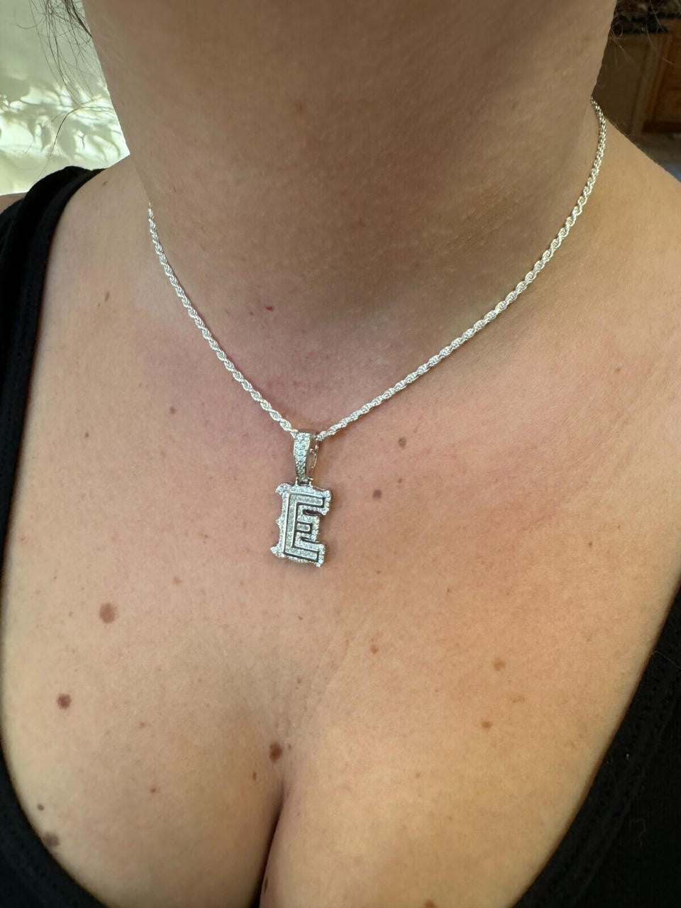 MOISSANITE A - Z Initials Gothic Letter Iced Out Pendant - 14k Yellow Gold Vermeil Or 925 Silver - Small 1.25"