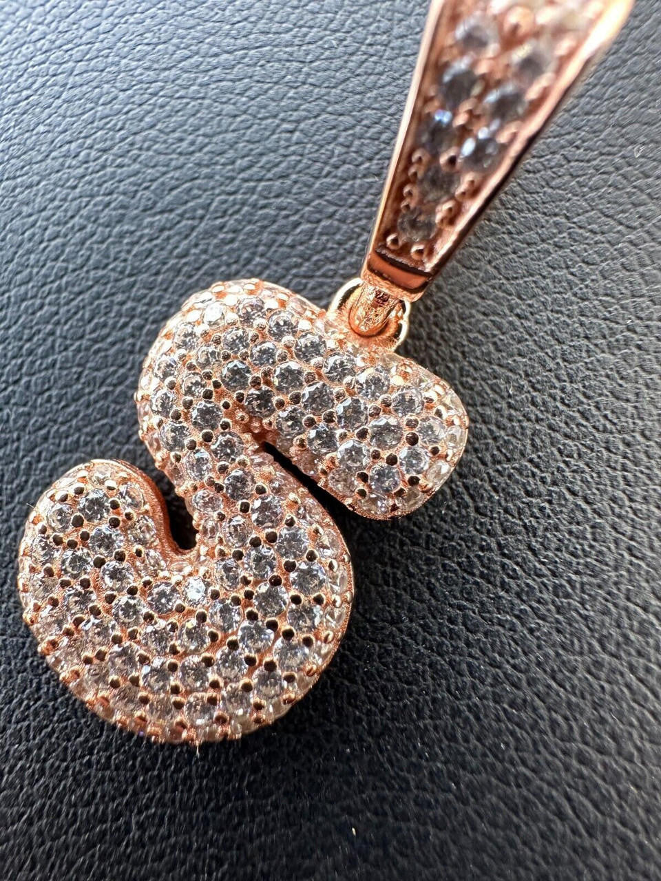 0-9 Bubble Numbers Iced Out Pendant - 14k Yellow/Rose Gold Vermeil Or 925 Silver - CZ Stones - Small 1"