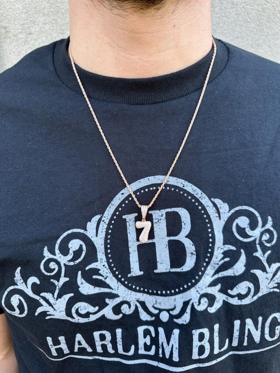 0-9 Bubble Numbers Iced Out Pendant - 14k Yellow/Rose Gold Vermeil Or 925 Silver - CZ Stones - Small 1"