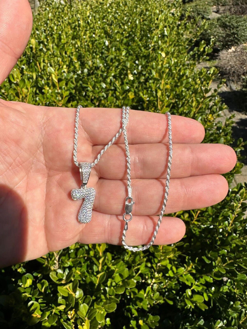 0-9 Bubble Numbers Iced Out Pendant - 14k Yellow/Rose Gold Vermeil Or 925 Silver - CZ Stones - Small 1"
