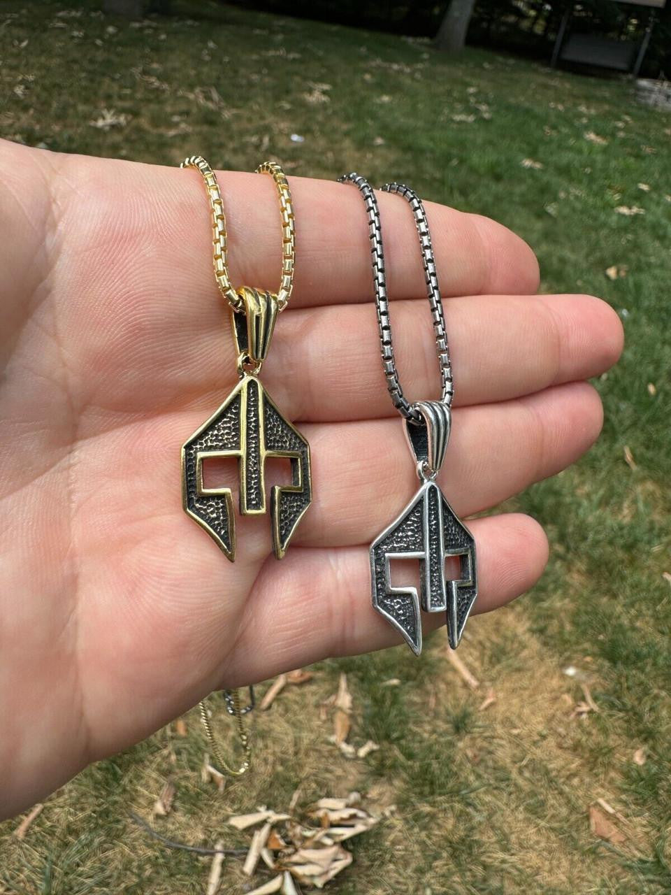 Spartan Gladiator Helmet Pendant - 14k Gold Vermeil Or Oxidized 925 Silver - Small 1.5"