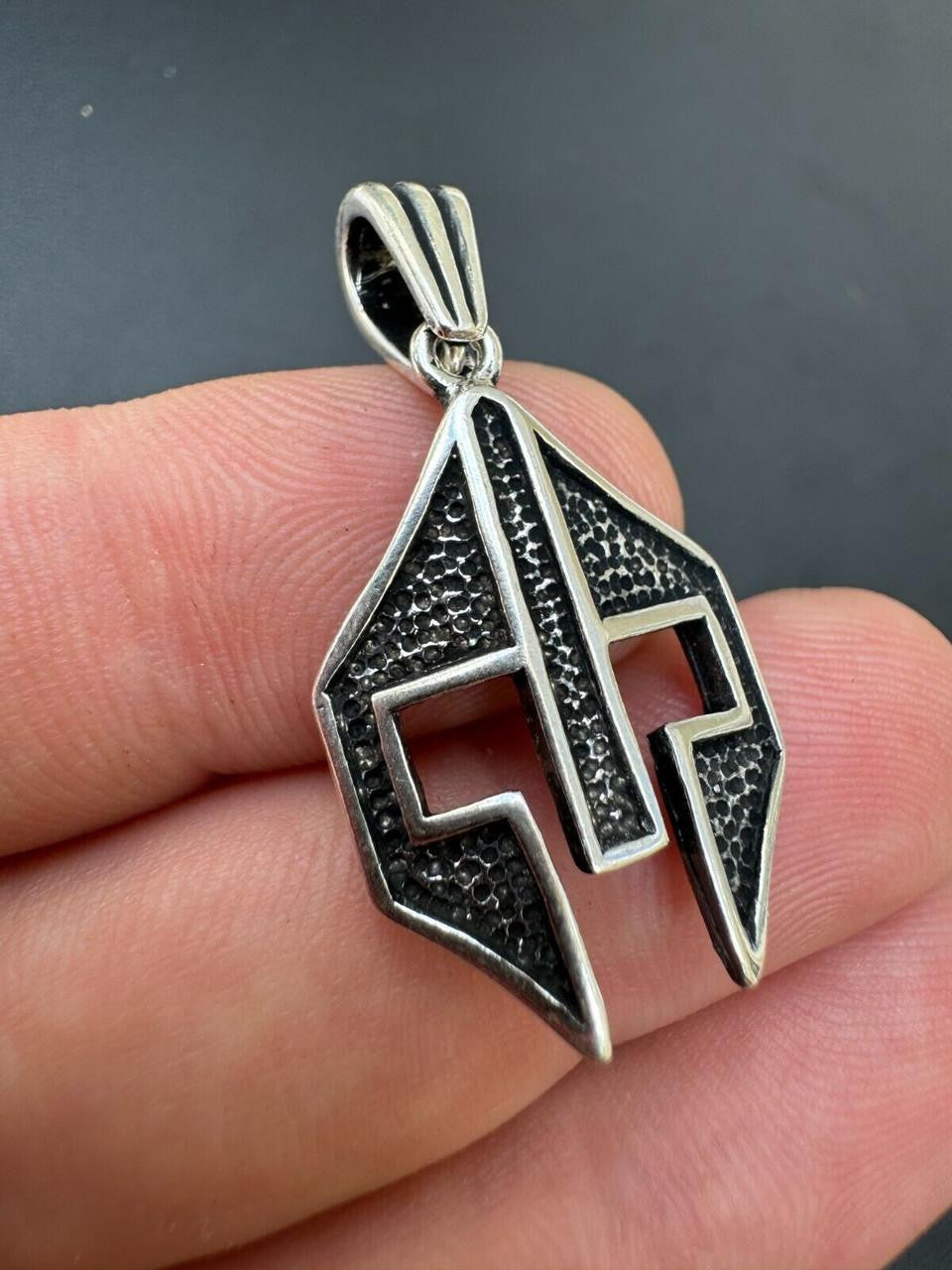Spartan Gladiator Helmet Pendant - 14k Gold Vermeil Or Oxidized 925 Silver - Small 1.5"
