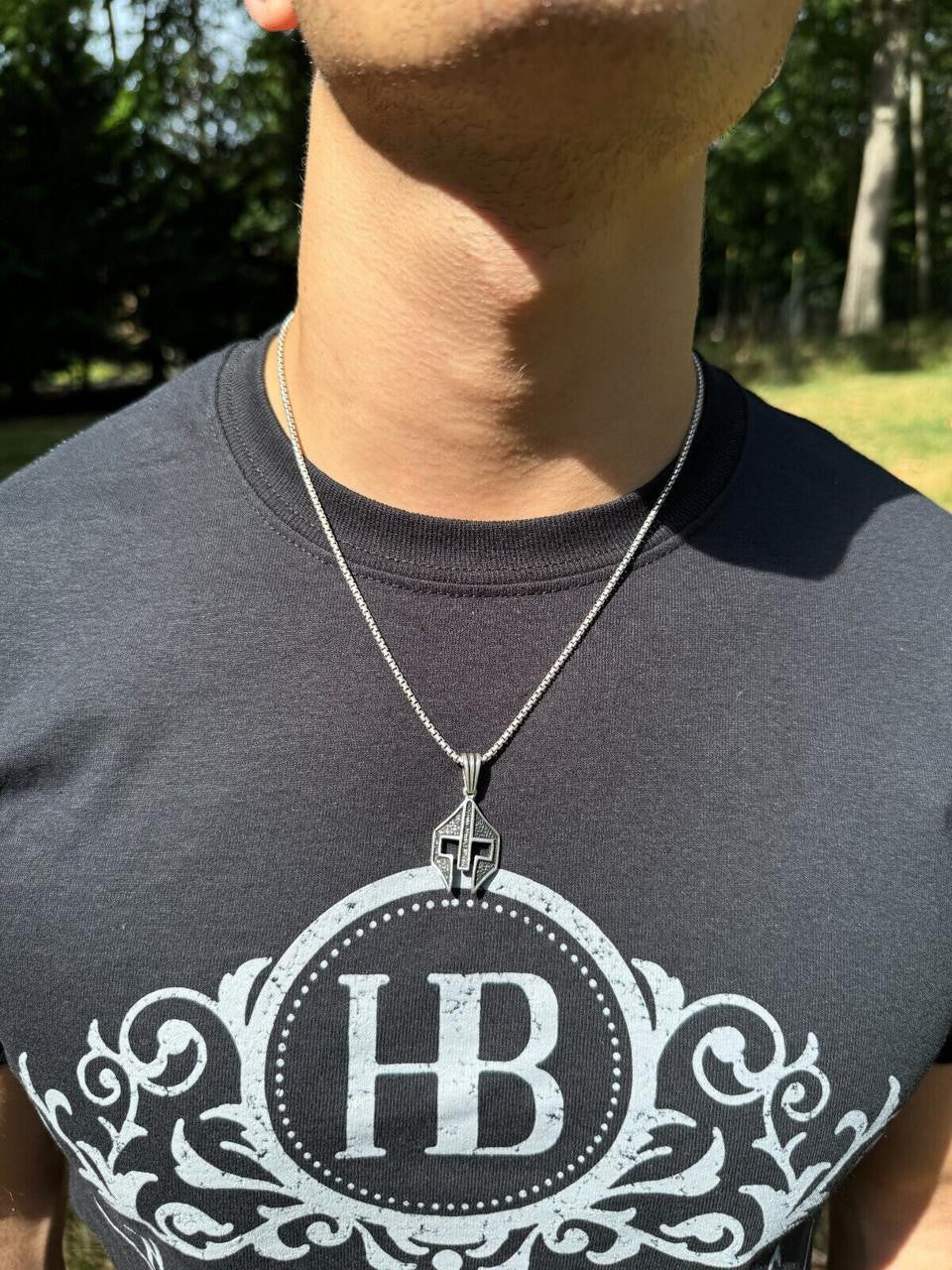 Spartan Gladiator Helmet Pendant - 14k Gold Vermeil Or Oxidized 925 Silver - Small 1.5"