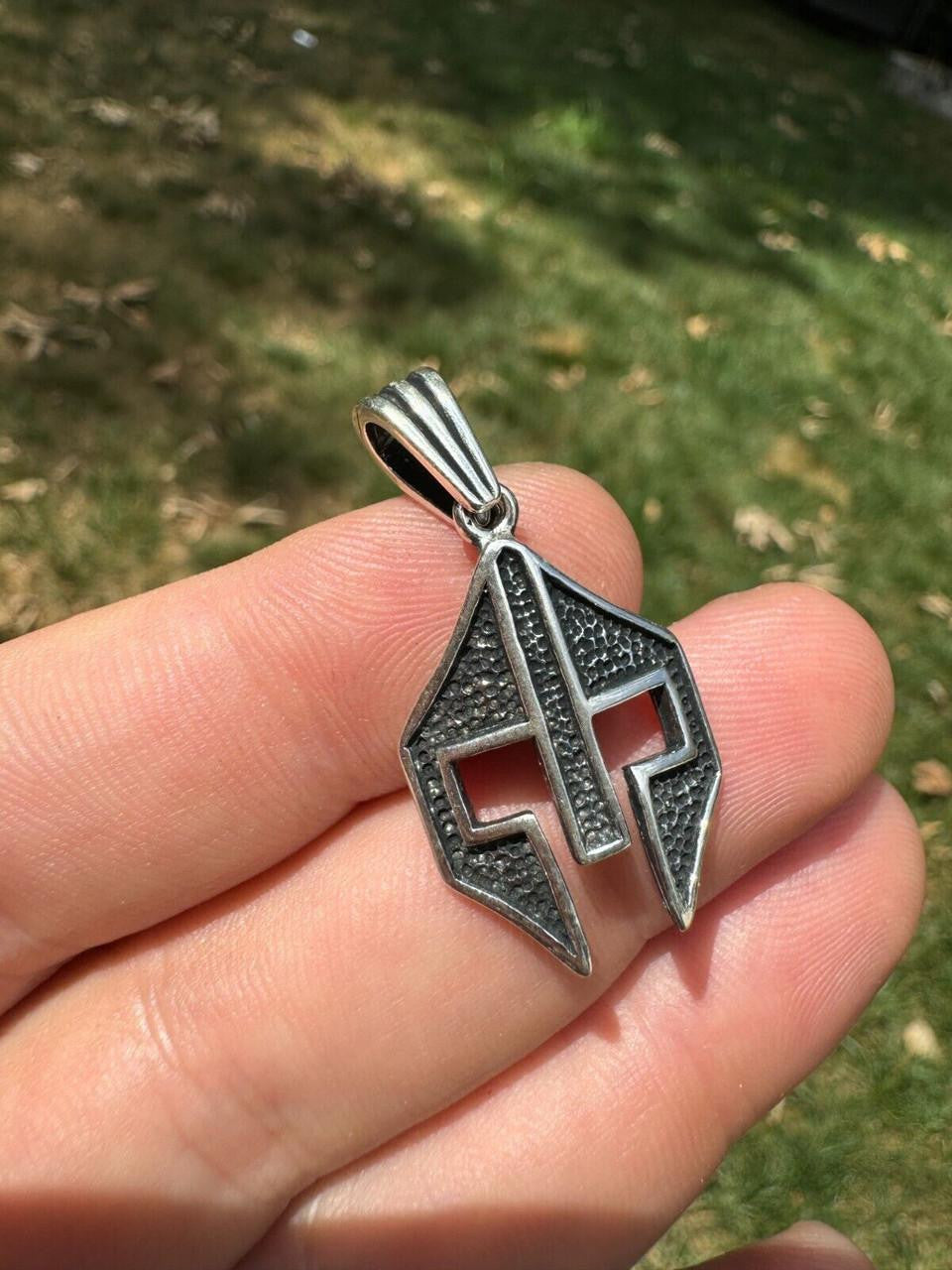 Spartan Gladiator Helmet Pendant - 14k Gold Vermeil Or Oxidized 925 Silver - Small 1.5"