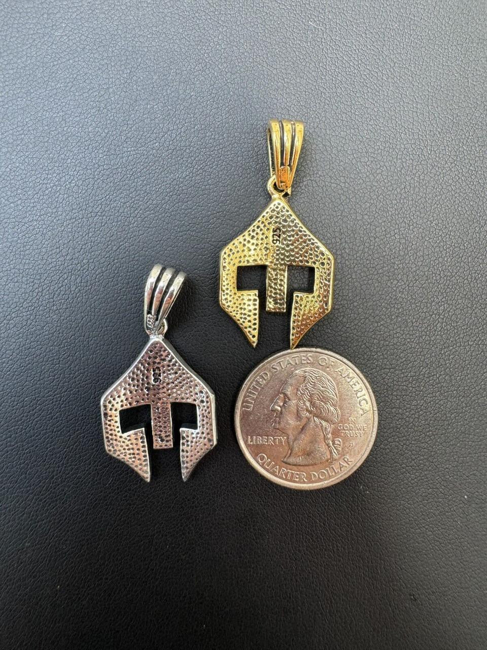 Spartan Gladiator Helmet Pendant - 14k Gold Vermeil Or Oxidized 925 Silver - Small 1.5"