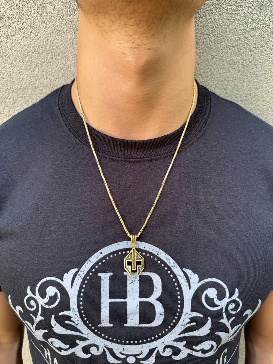 Spartan Gladiator Helmet Pendant - 14k Gold Vermeil Or Oxidized 925 Silver - Small 1.5"