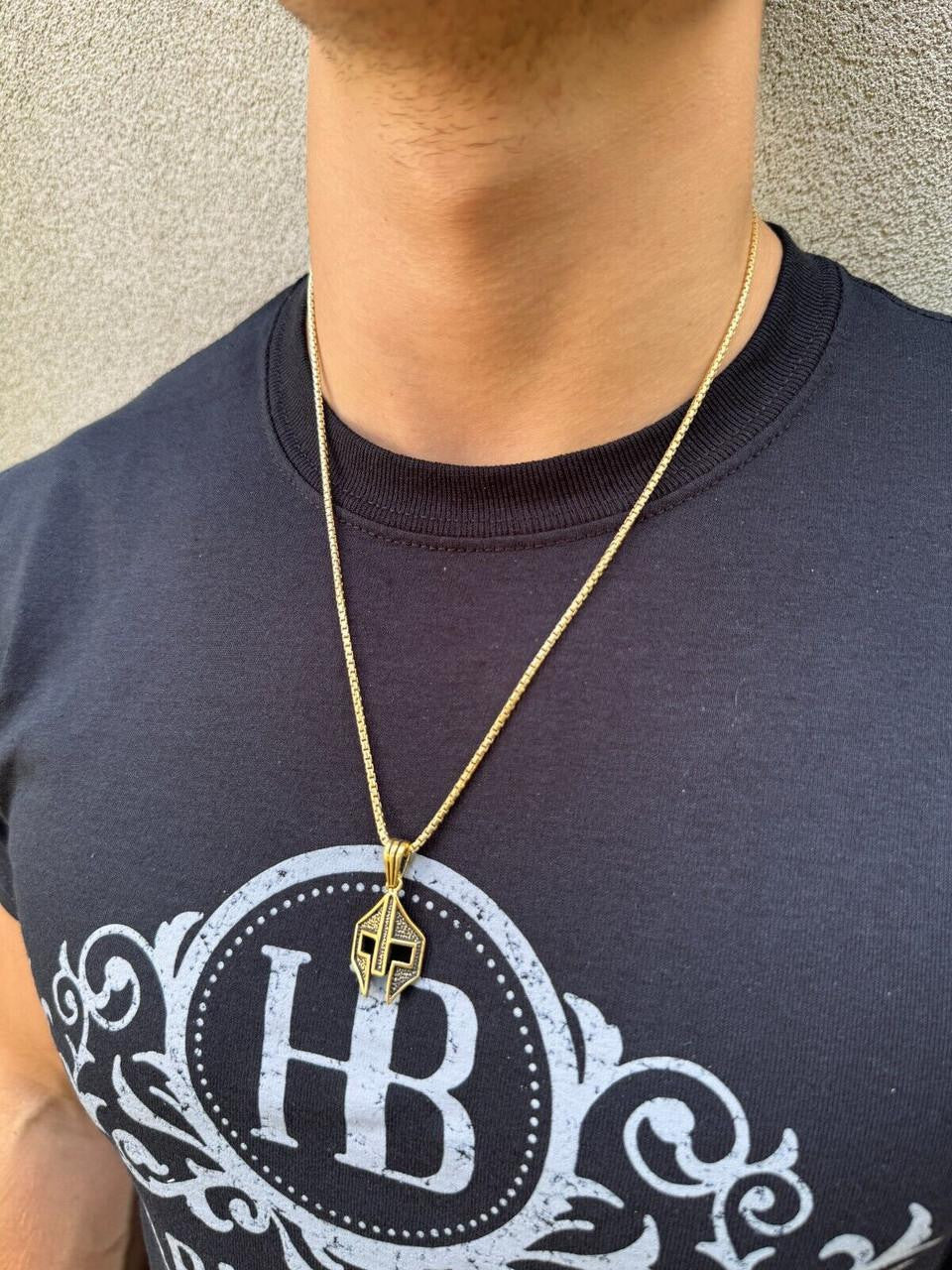 Spartan Gladiator Helmet Pendant - 14k Gold Vermeil Or Oxidized 925 Silver - Small 1.5"