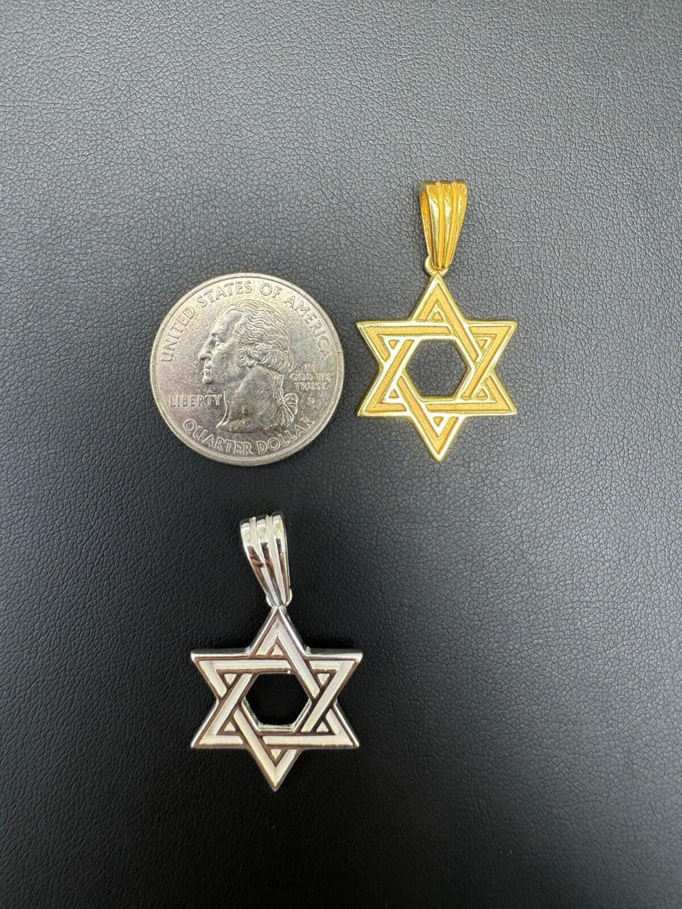 Jewish Classic Star Of David Pendant - 14k Gold Vermeil Or 925 Silver - Small 1"