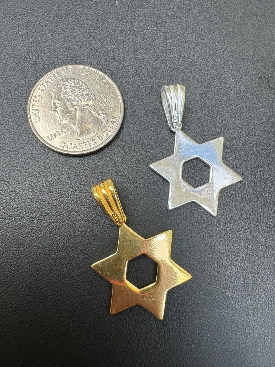 Jewish Classic Star Of David Pendant - 14k Gold Vermeil Or 925 Silver - Small 1"