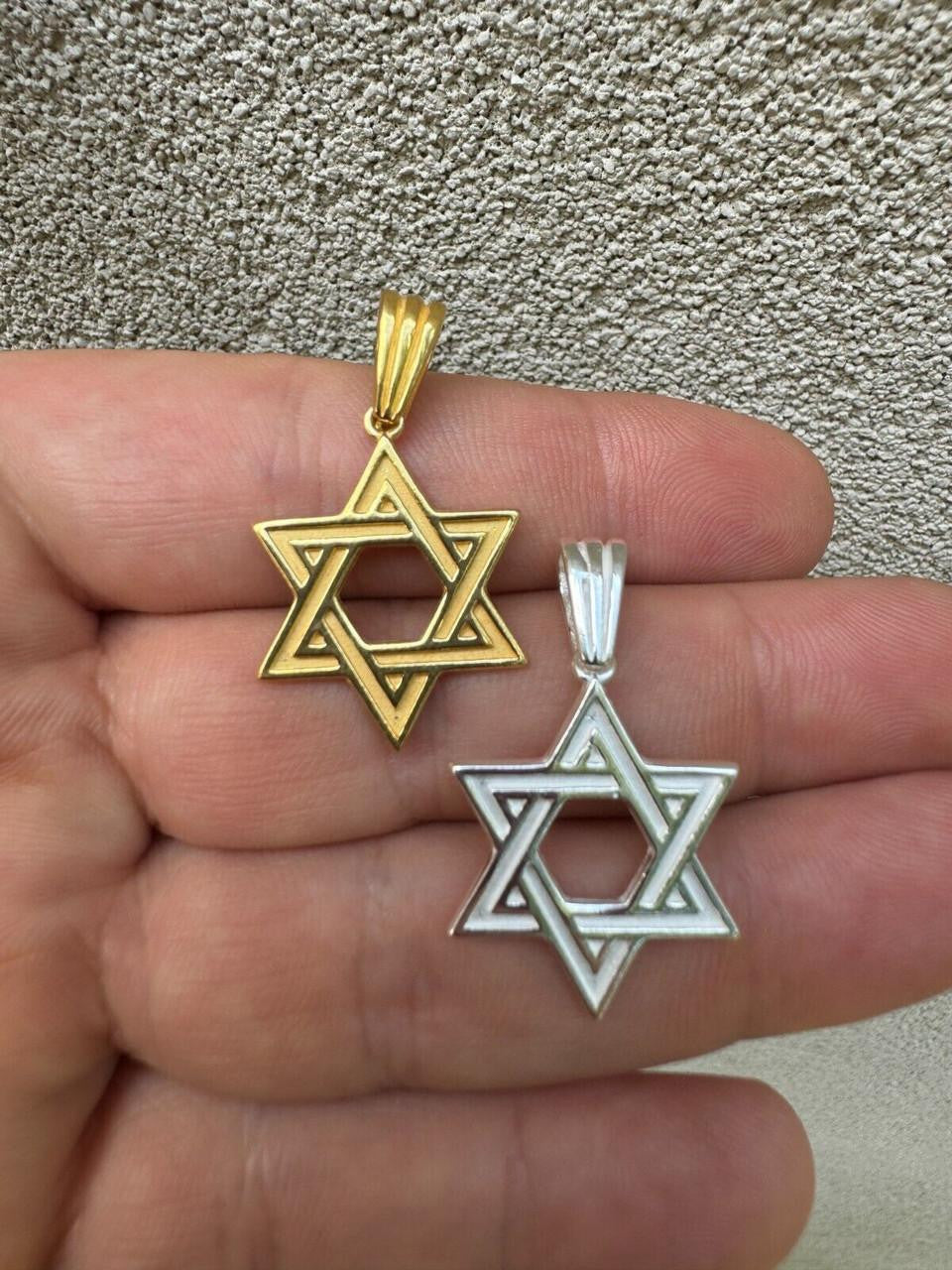 Jewish Classic Star Of David Pendant - 14k Gold Vermeil Or 925 Silver - Small 1"