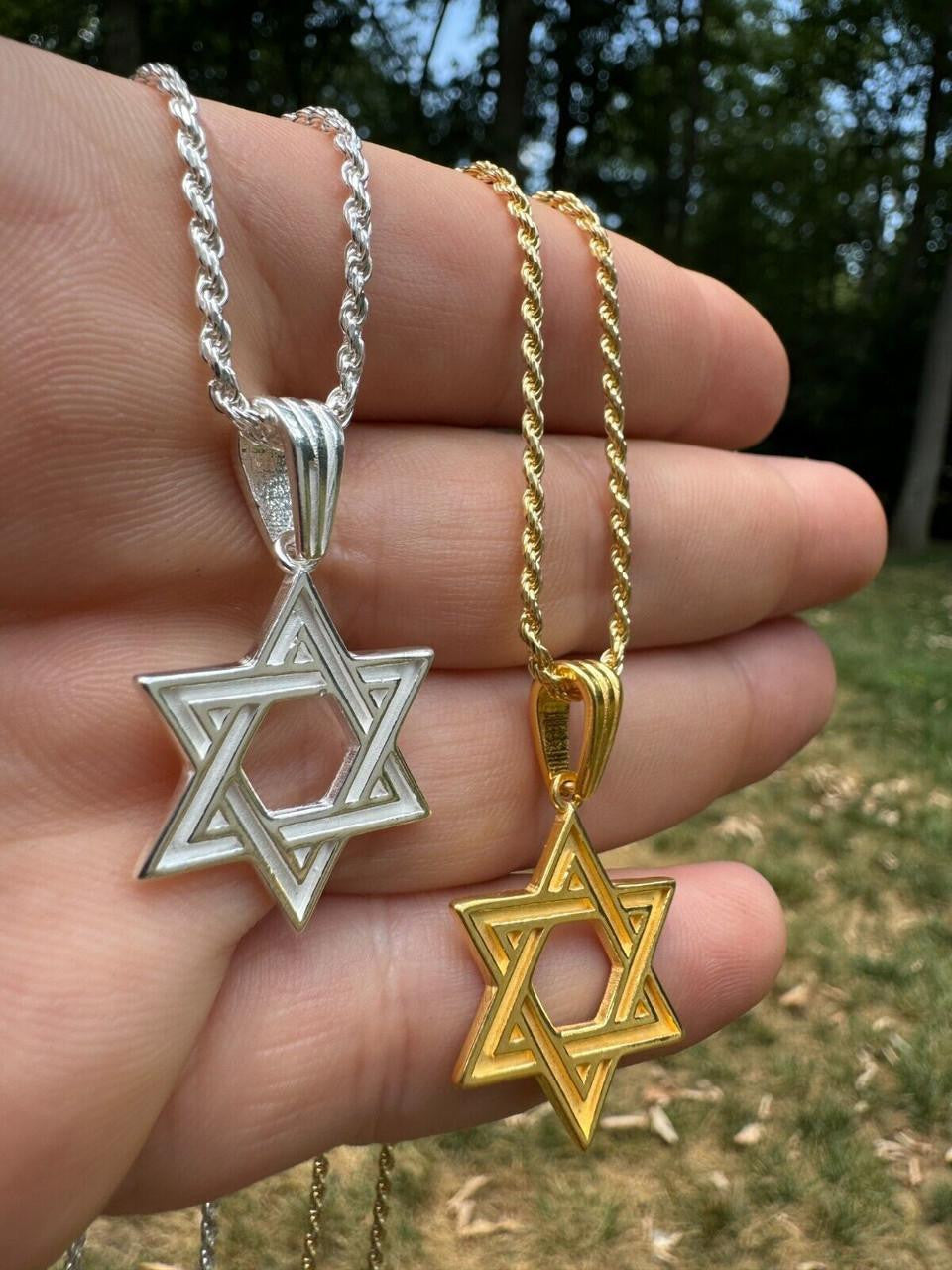 Jewish Classic Star Of David Pendant - 14k Gold Vermeil Or 925 Silver - Small 1"