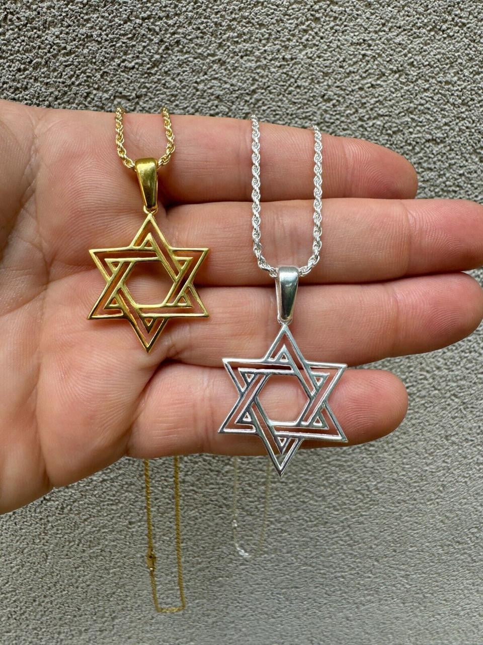 Jewish Cutout Star Of David Pendant - 14k Gold Vermeil Or 925 Silver - Medium 1.5"