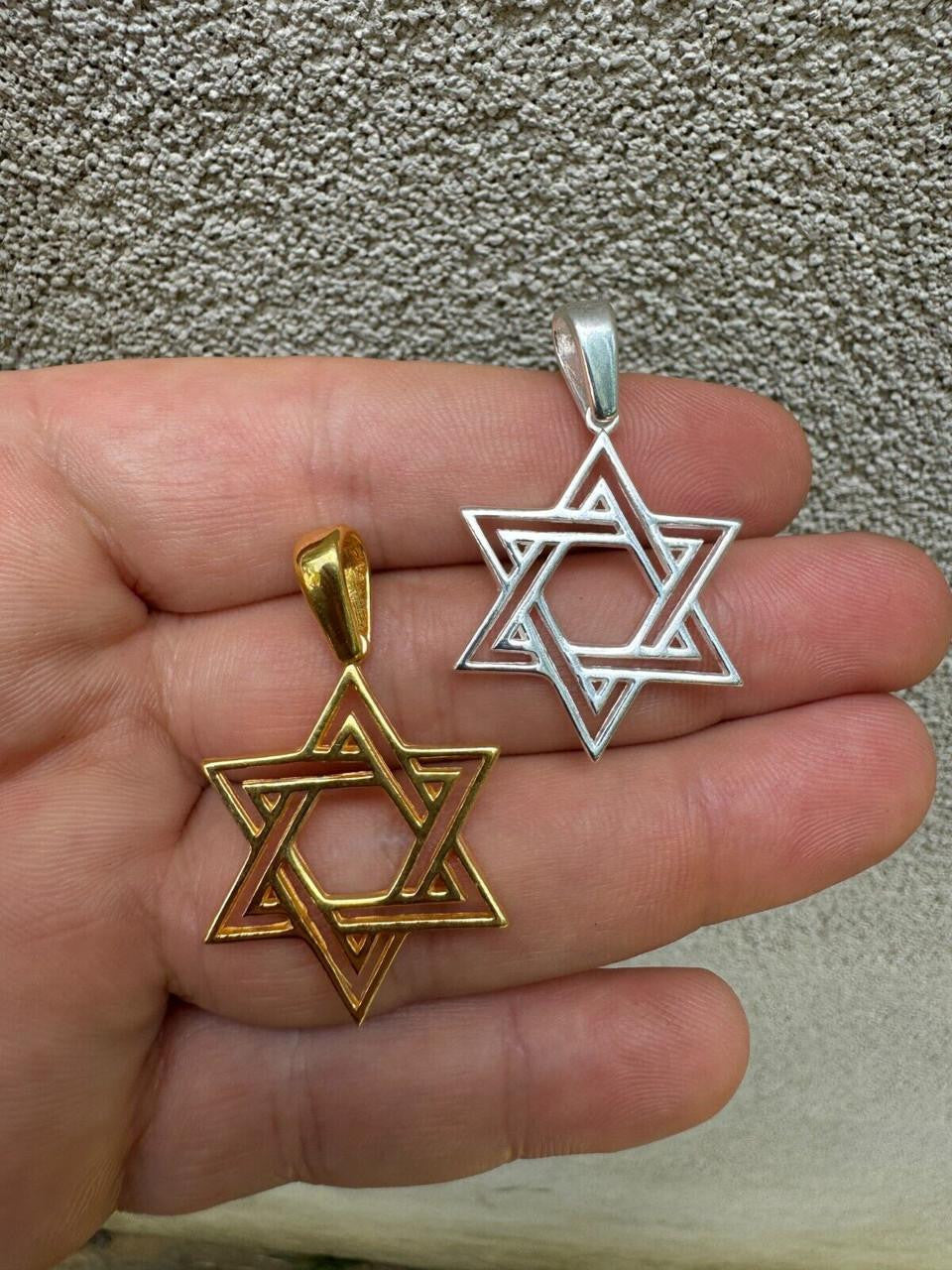 Jewish Cutout Star Of David Pendant - 14k Gold Vermeil Or 925 Silver - Medium 1.5"