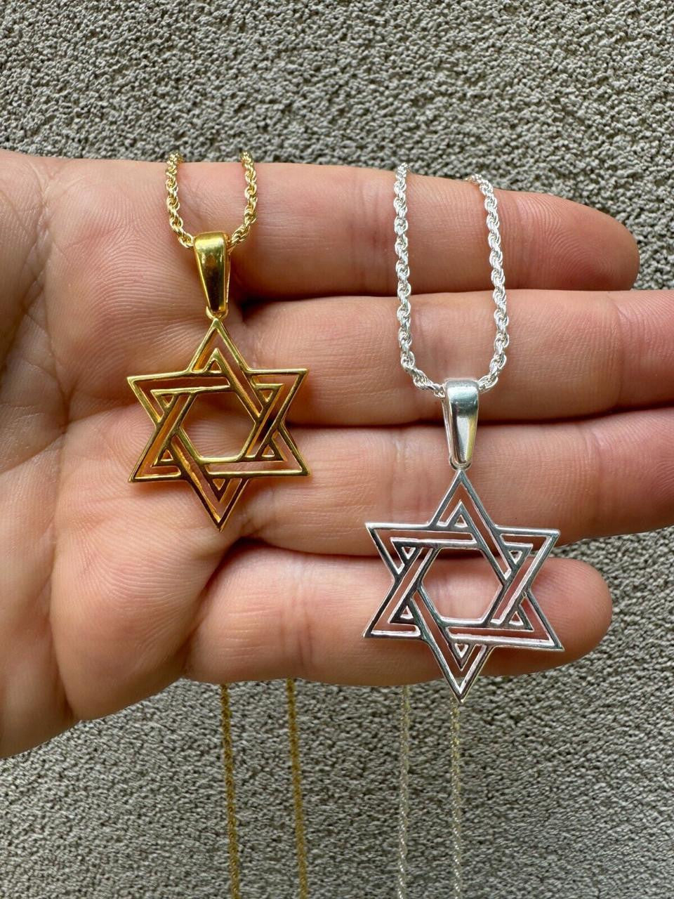 Jewish Cutout Star Of David Pendant - 14k Gold Vermeil Or 925 Silver - Medium 1.5"