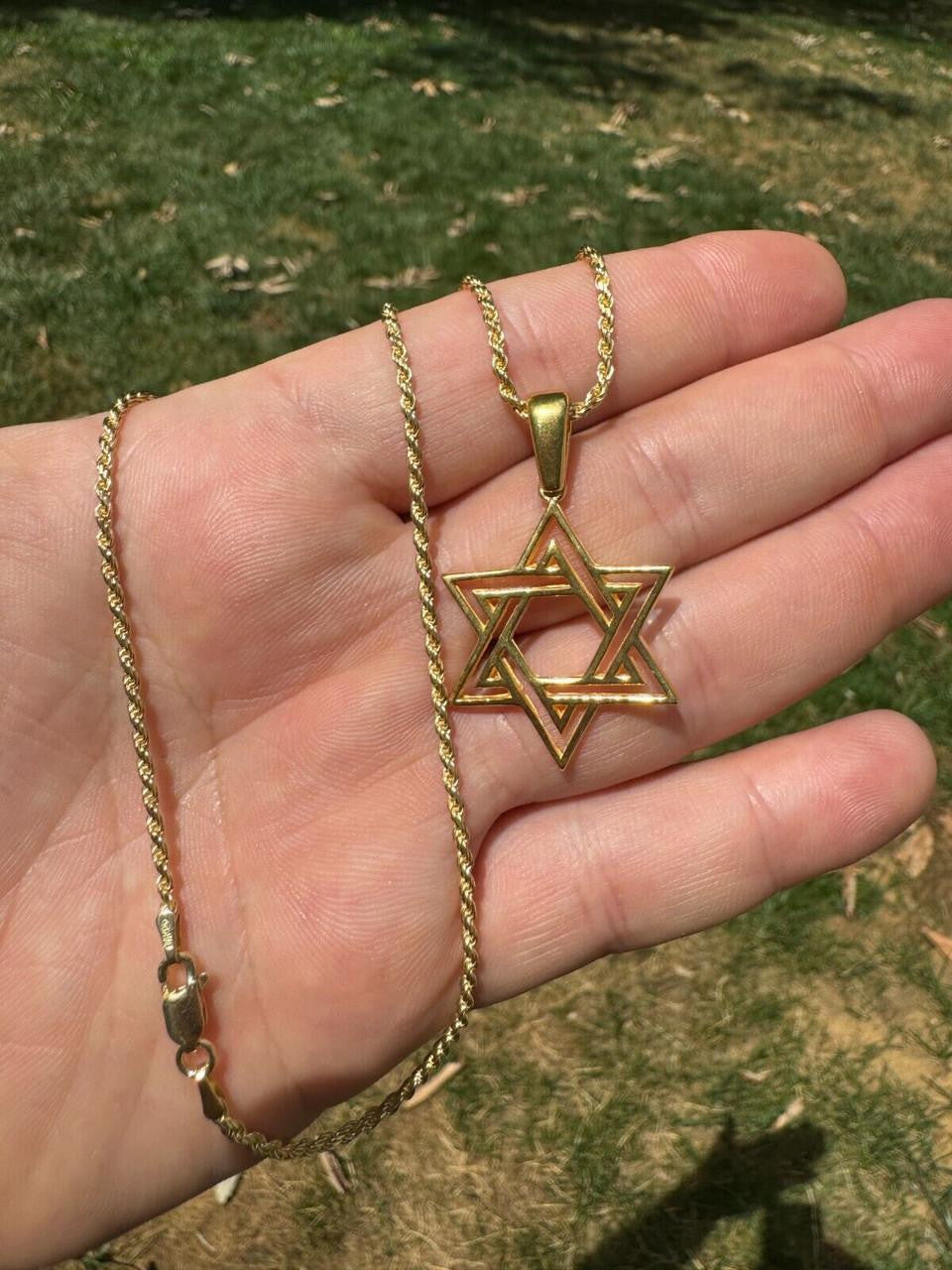 Jewish Cutout Star Of David Pendant - 14k Gold Vermeil Or 925 Silver - Medium 1.5"