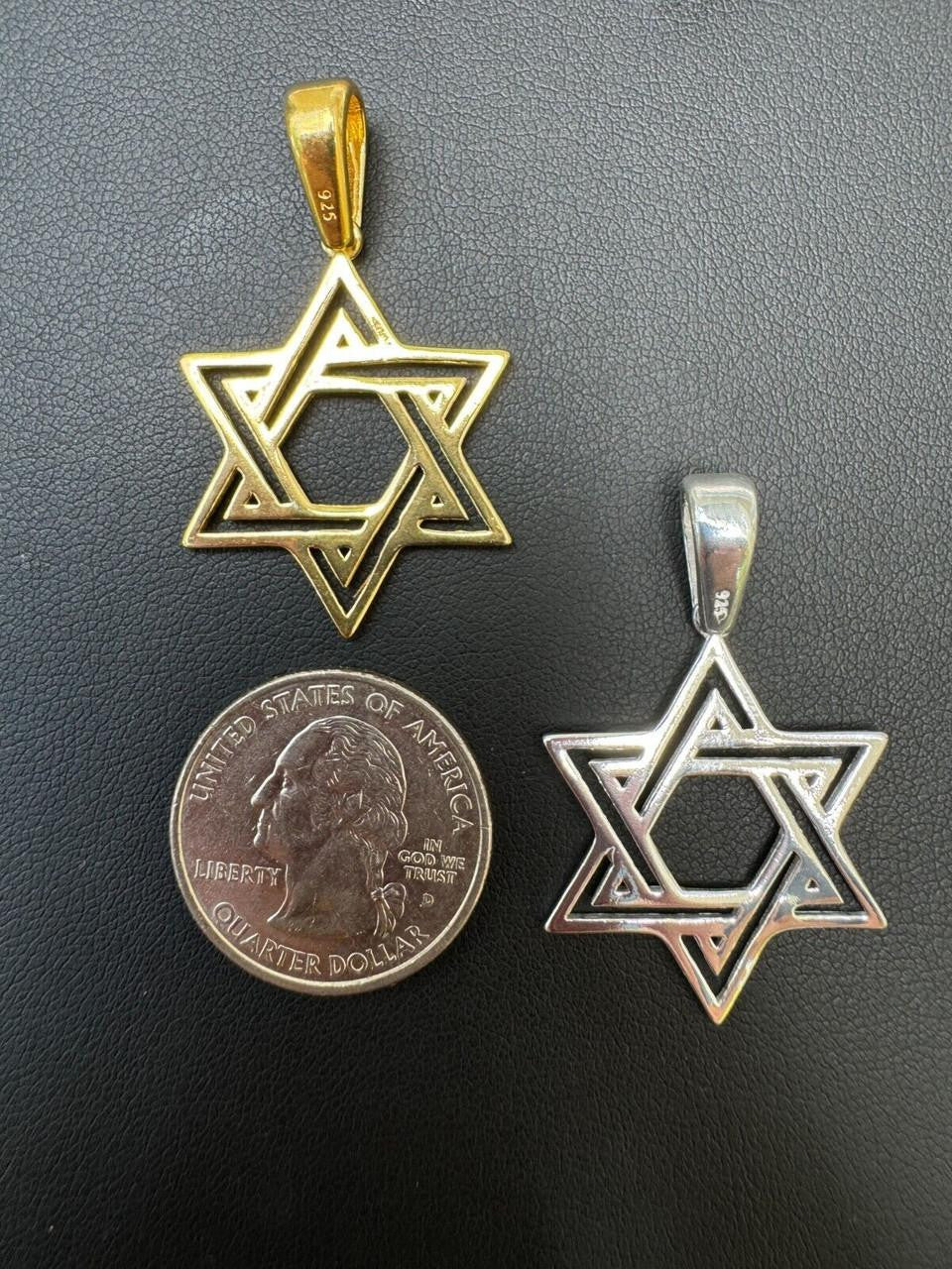 Jewish Cutout Star Of David Pendant - 14k Gold Vermeil Or 925 Silver - Medium 1.5"