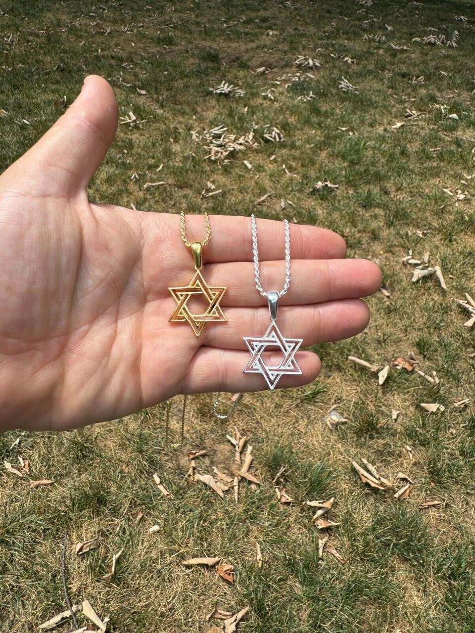 Jewish Cutout Star Of David Pendant - 14k Gold Vermeil Or 925 Silver - Medium 1.5"