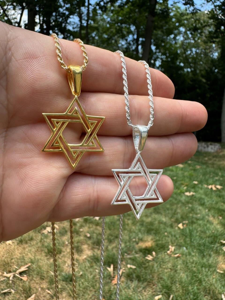 Jewish Cutout Star Of David Pendant - 14k Gold Vermeil Or 925 Silver - Medium 1.5"