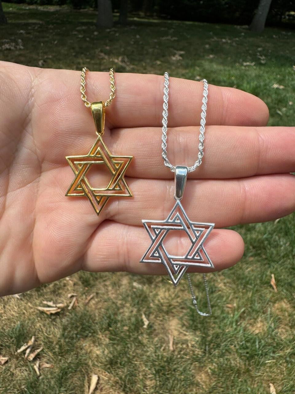 Jewish Cutout Star Of David Pendant - 14k Gold Vermeil Or 925 Silver - Medium 1.5"