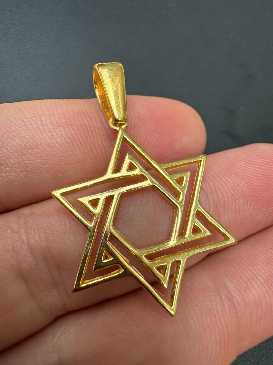 Jewish Cutout Star Of David Pendant - 14k Gold Vermeil Or 925 Silver - Medium 1.5"